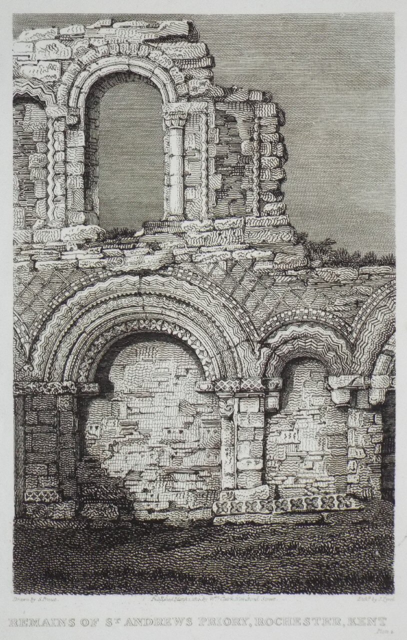 Print - Remains of St. Andrews Priory, Rochester, Kent - Tyrel